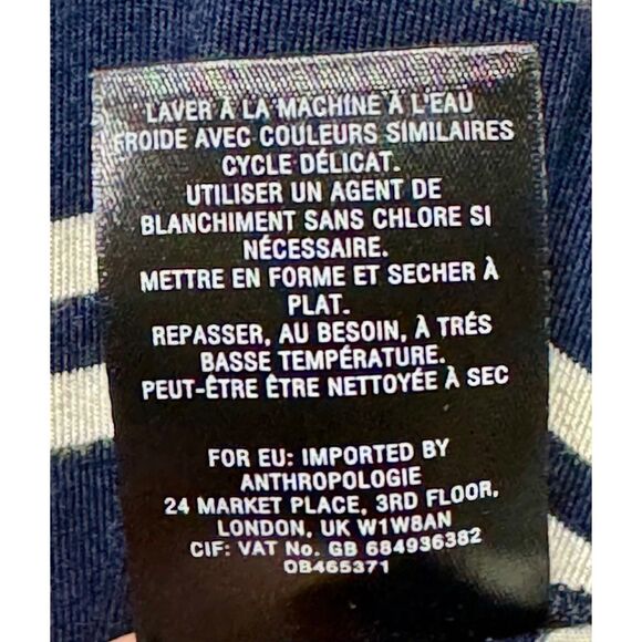 ANTHROPOLOGIE MAEVE Navy/White Striped Jersey Turtleneck Handkerchief Hem - Picture 11 of 12